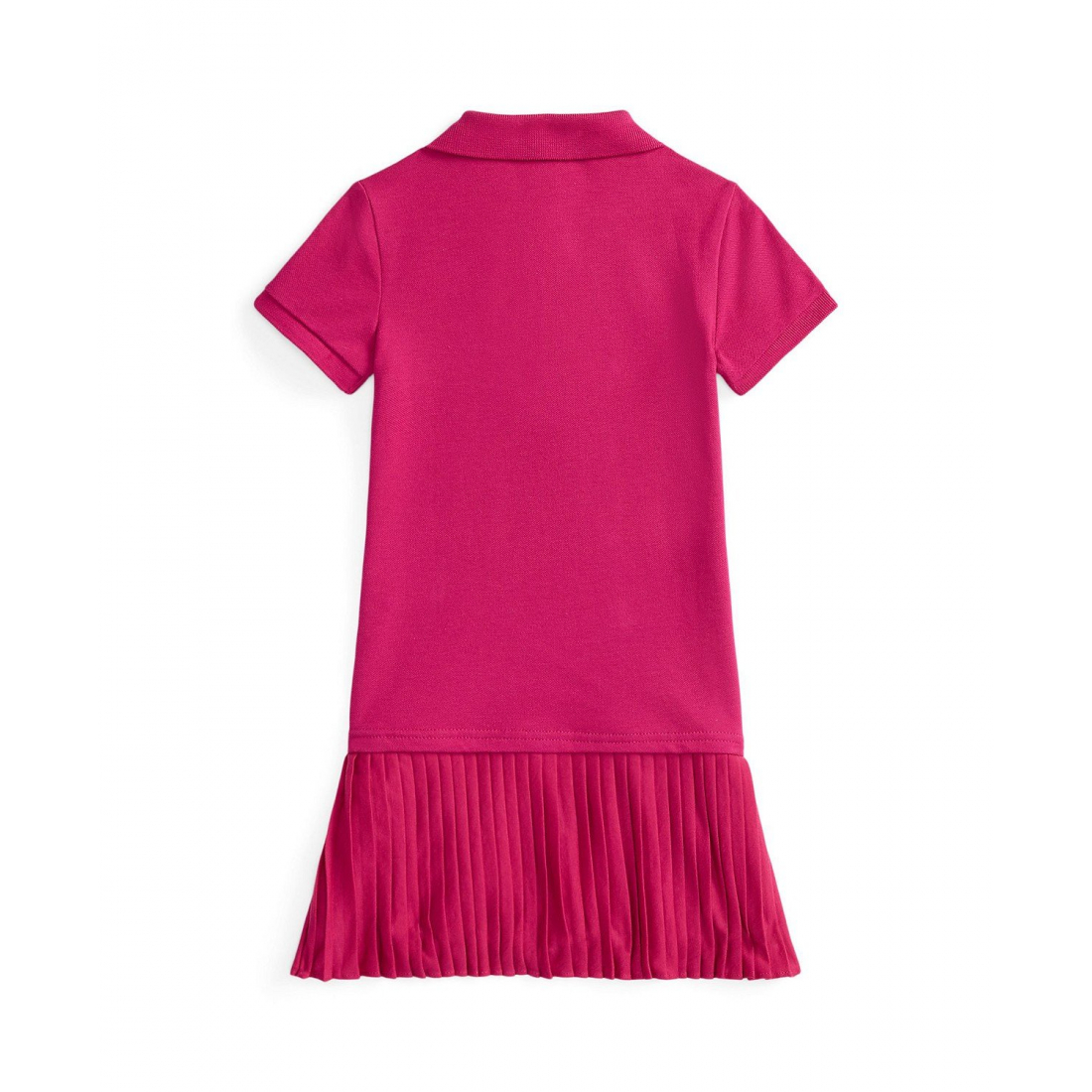 'Girls 2T-6X Pleated Stretch Mesh Polo Dress'