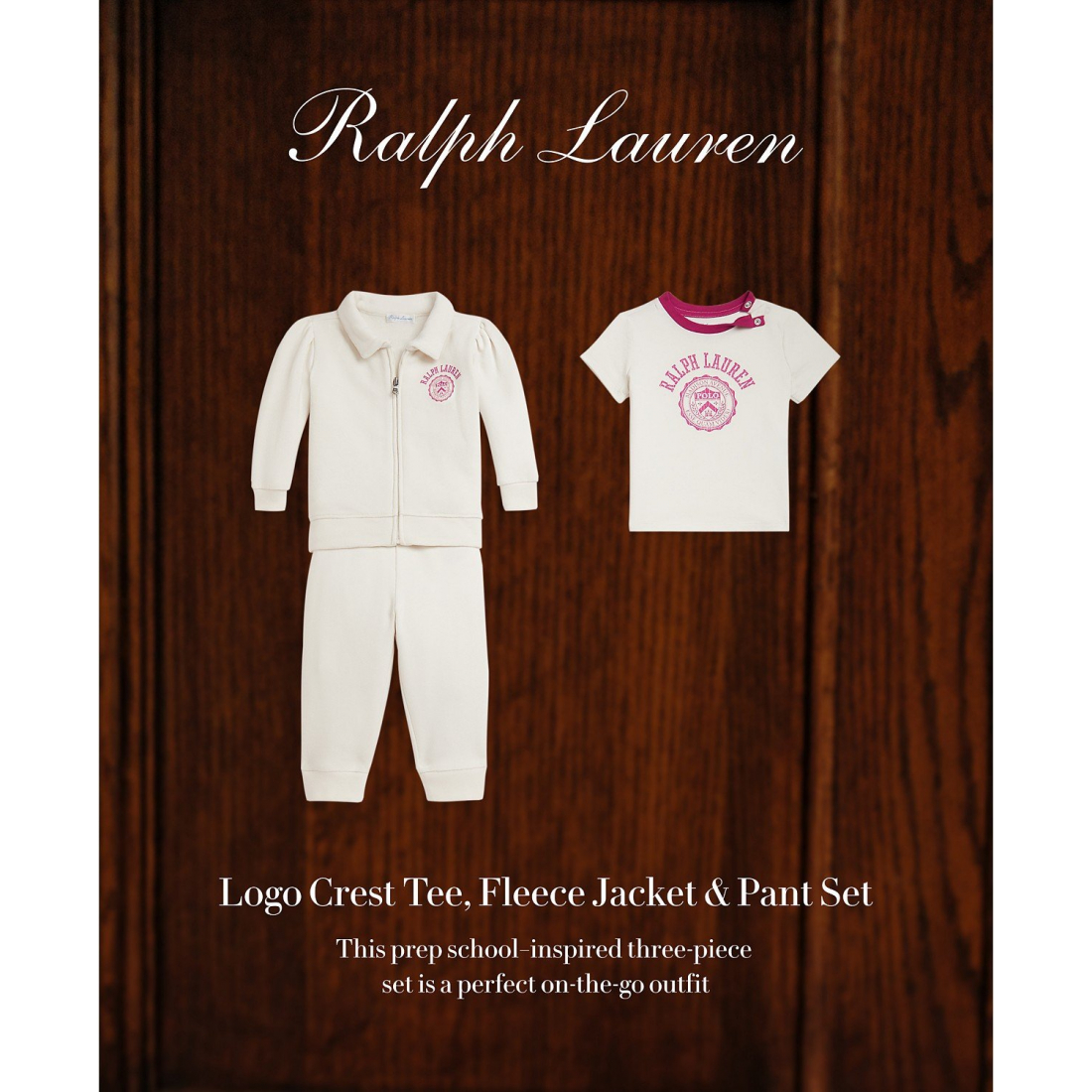 'Baby Girls Fleece Jacket, Pants & Cotton Tee Set'