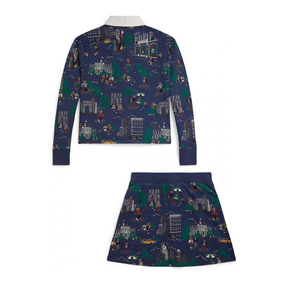 'Girls' 7-16 Boxy-Fit Rugby Shirt and Wrap-Effect Skort, 2-Piece '
