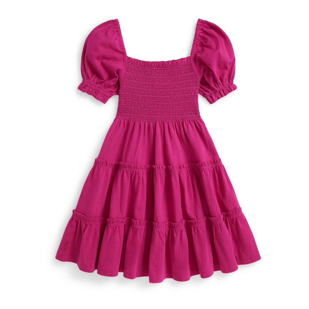 'Girls' 2T-6X Smocked Square Neck Dress'