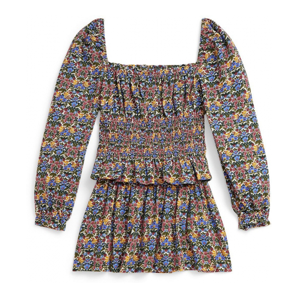 'Girls' 2T-6X Floral Smocked Top and Skirt, 2-Piece Set'