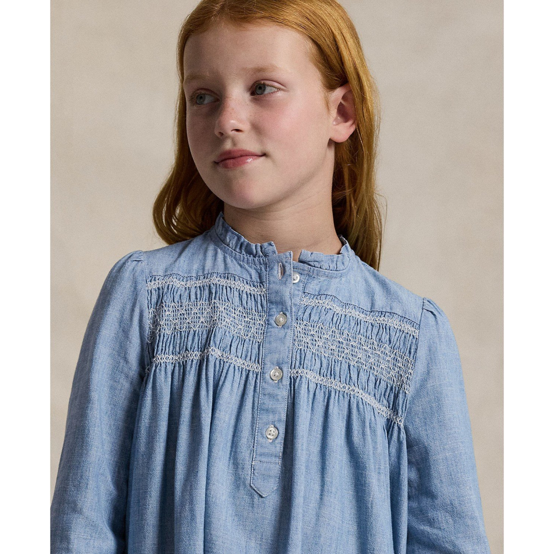 'Girls' 7-16 Smocked Ruffle Trim Dress'