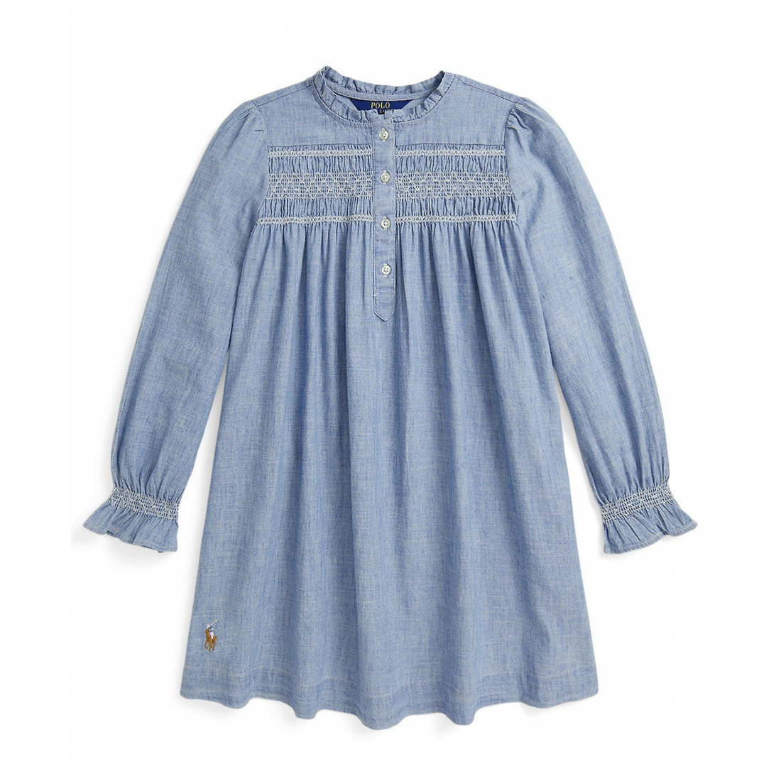 'Girls' 7-16 Smocked Ruffle Trim Dress'