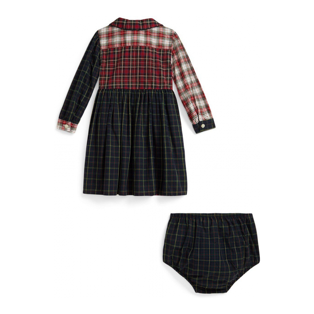 'Baby Girls' 50s Poplin Woven-Collared Dress and Bloomer'