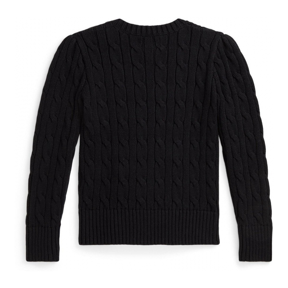'Girls' 2T-6X Crewneck Cable Knit Sweater'