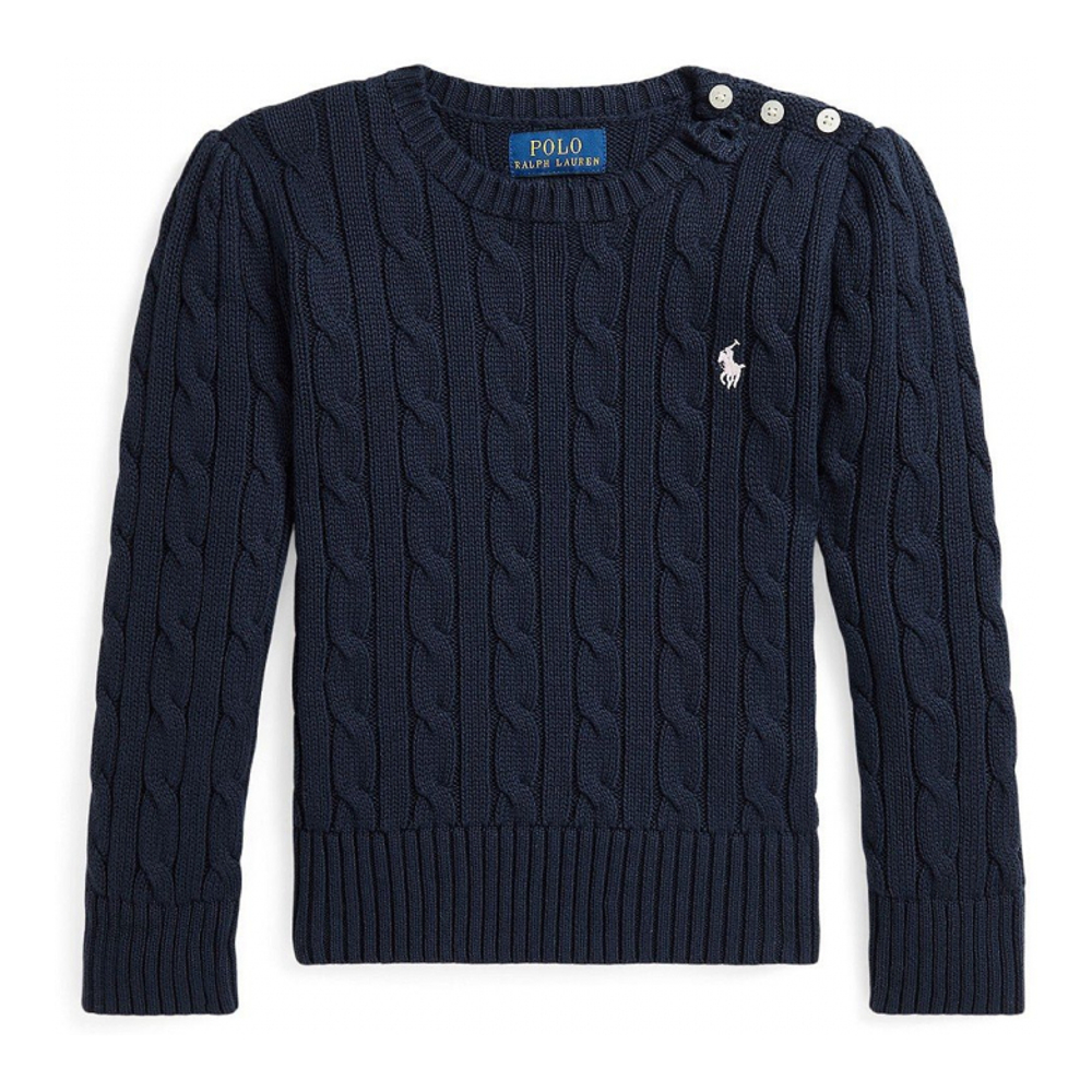 'Girls' 2T-6X Crewneck Cable Knit Sweater'