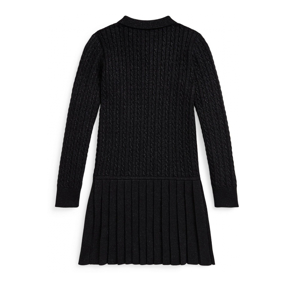 'Girls' 7-16 Metallic Mini-Cable Polo Sweater Dress'