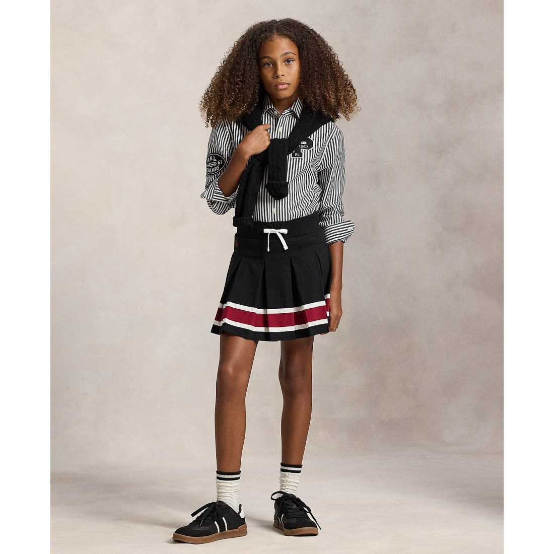 'Girls' 7-16 Striped Pleated Skort'