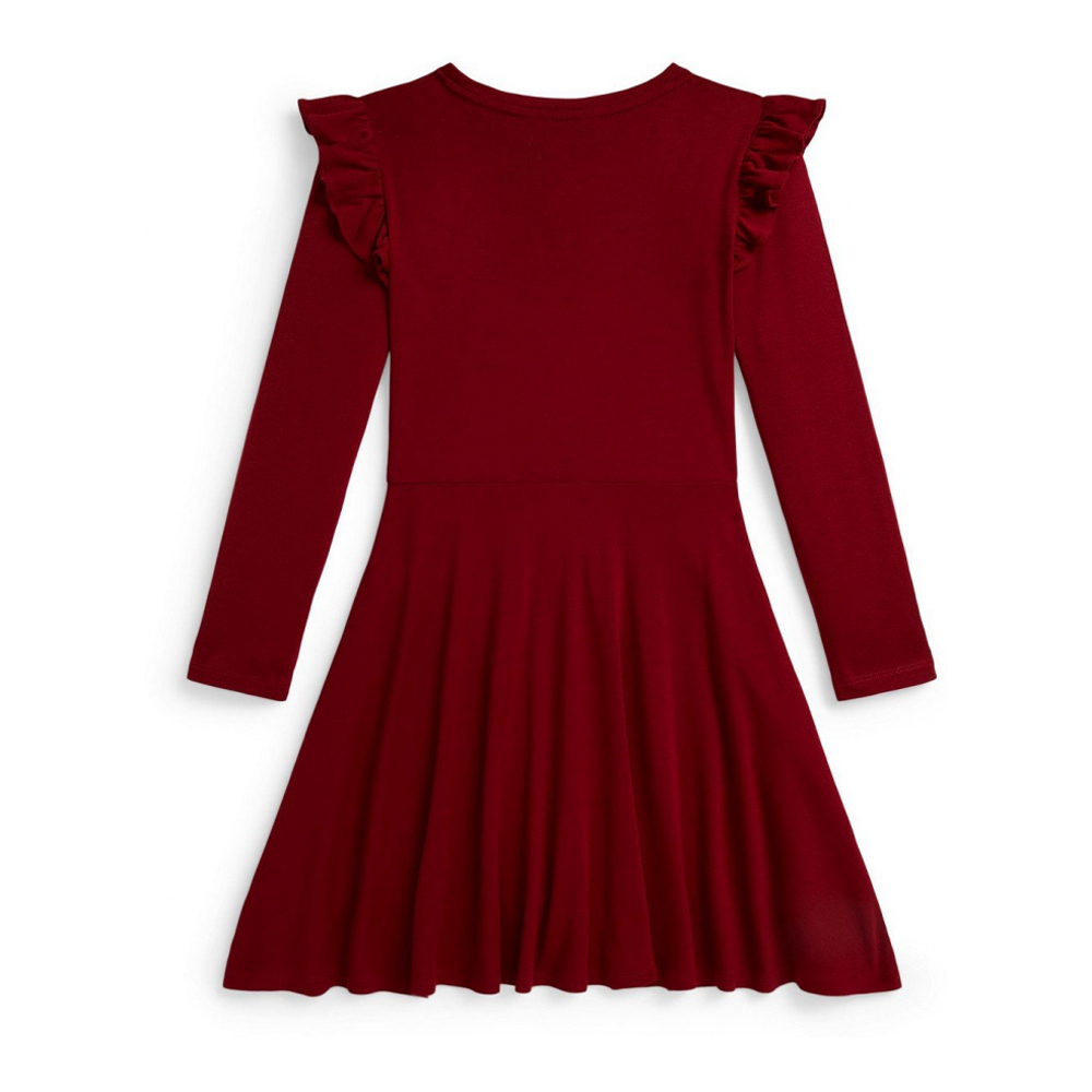 'Girls 7-16 Long Sleeves Ruffled Ribbed Dress'