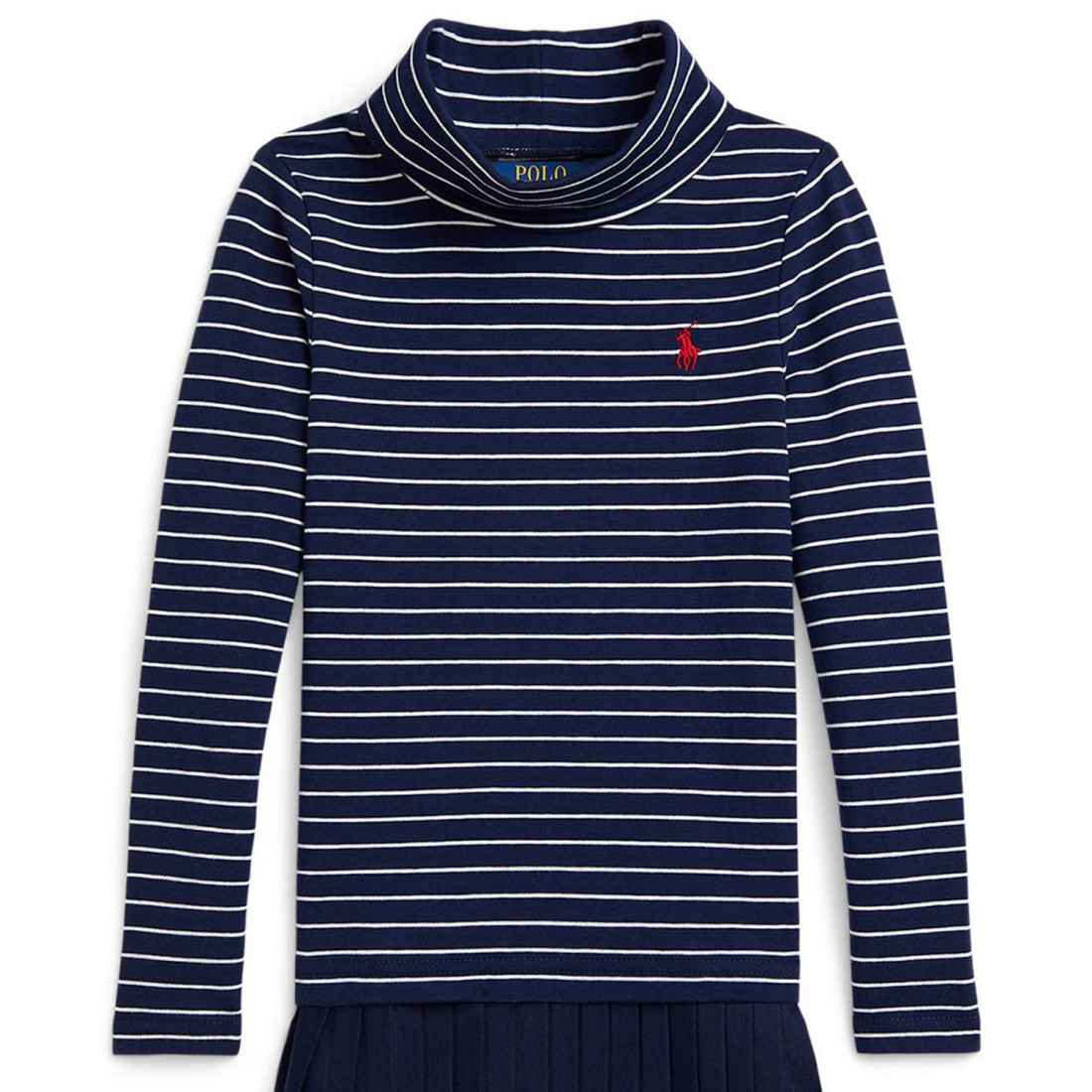 'Girls' 2T-6X Striped Stretch Turtleneck Dress'