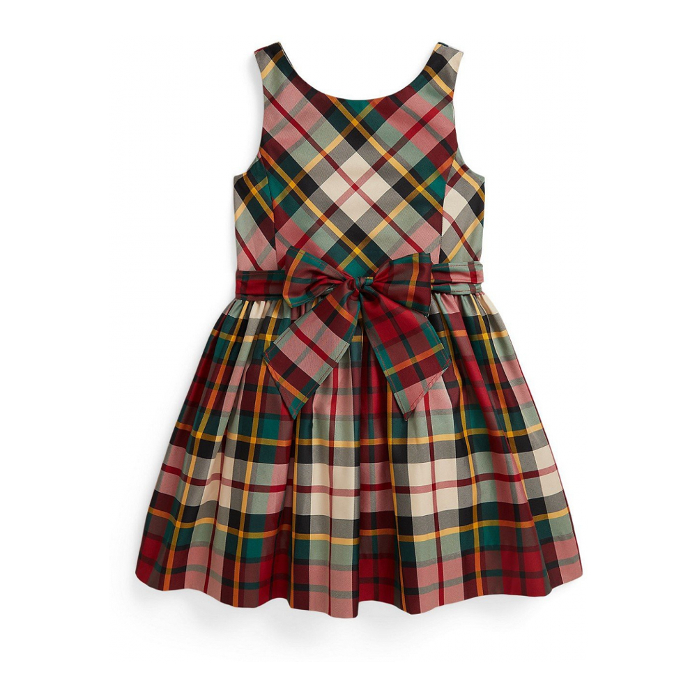 'Girls' 2T-6X Plaid Taffeta Sleeveless Dress'