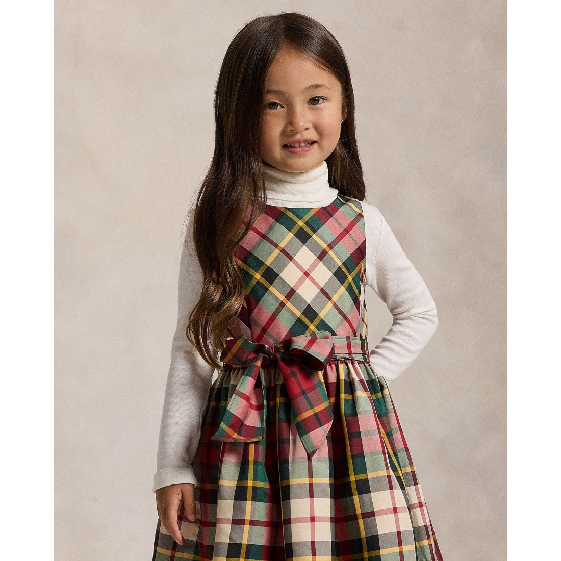 'Girls' 2T-6X Plaid Taffeta Sleeveless Dress'