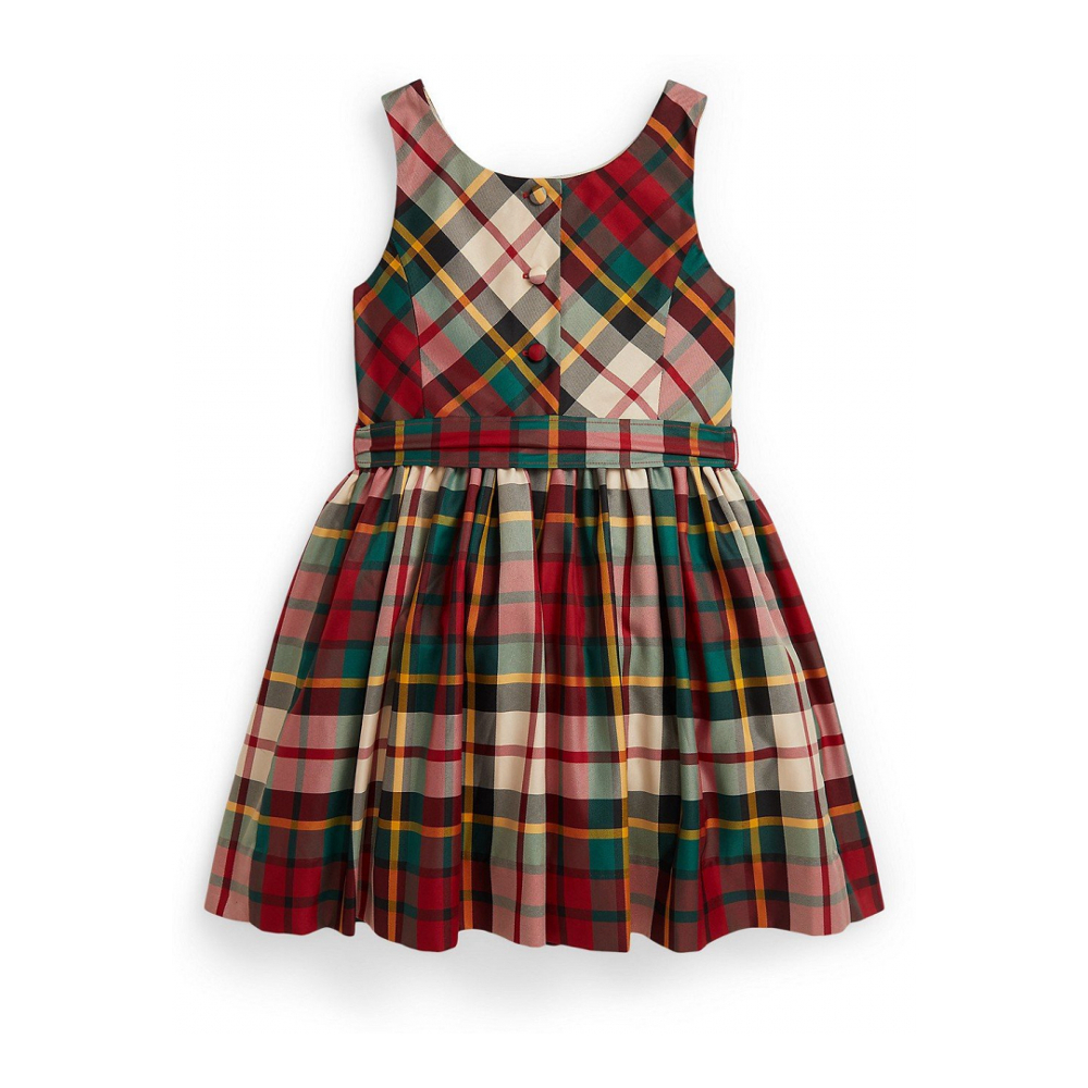 'Girls' 2T-6X Plaid Taffeta Sleeveless Dress'