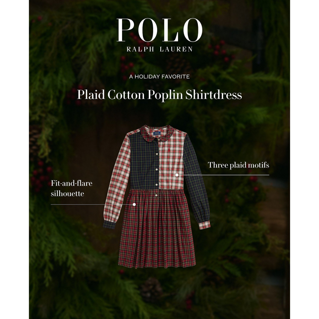 'Girls' 7-16 Long-Sleeve Plaid Shirt Dress'