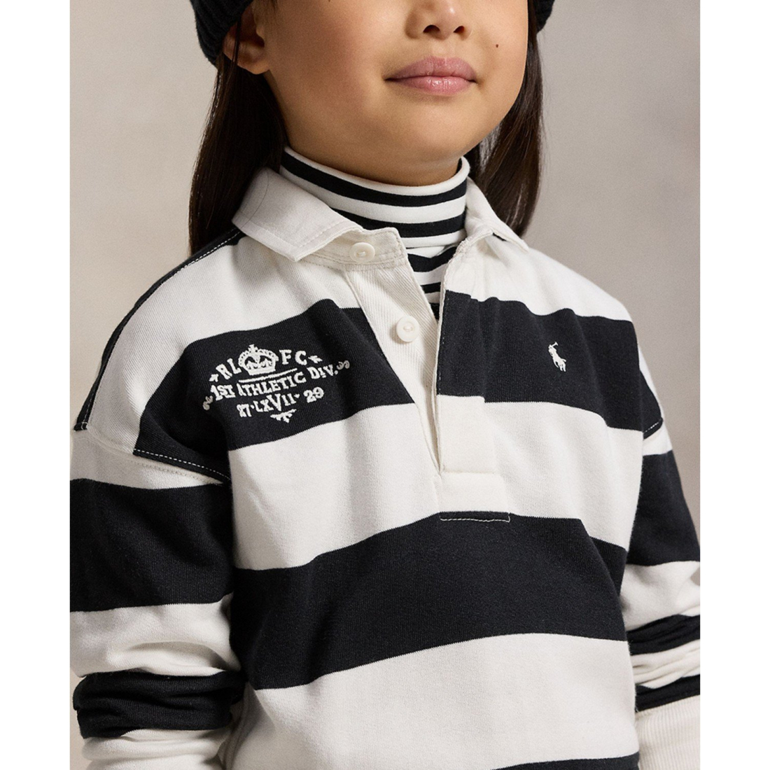 'Girls' 2T-6X Embroidered Rugby Sweatshirt'