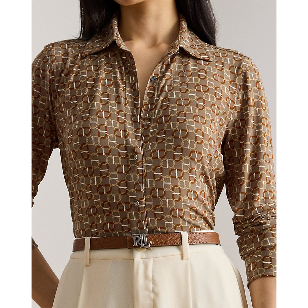 'Slim Fit Geo-Print Jersey Shirt' pour Femmes