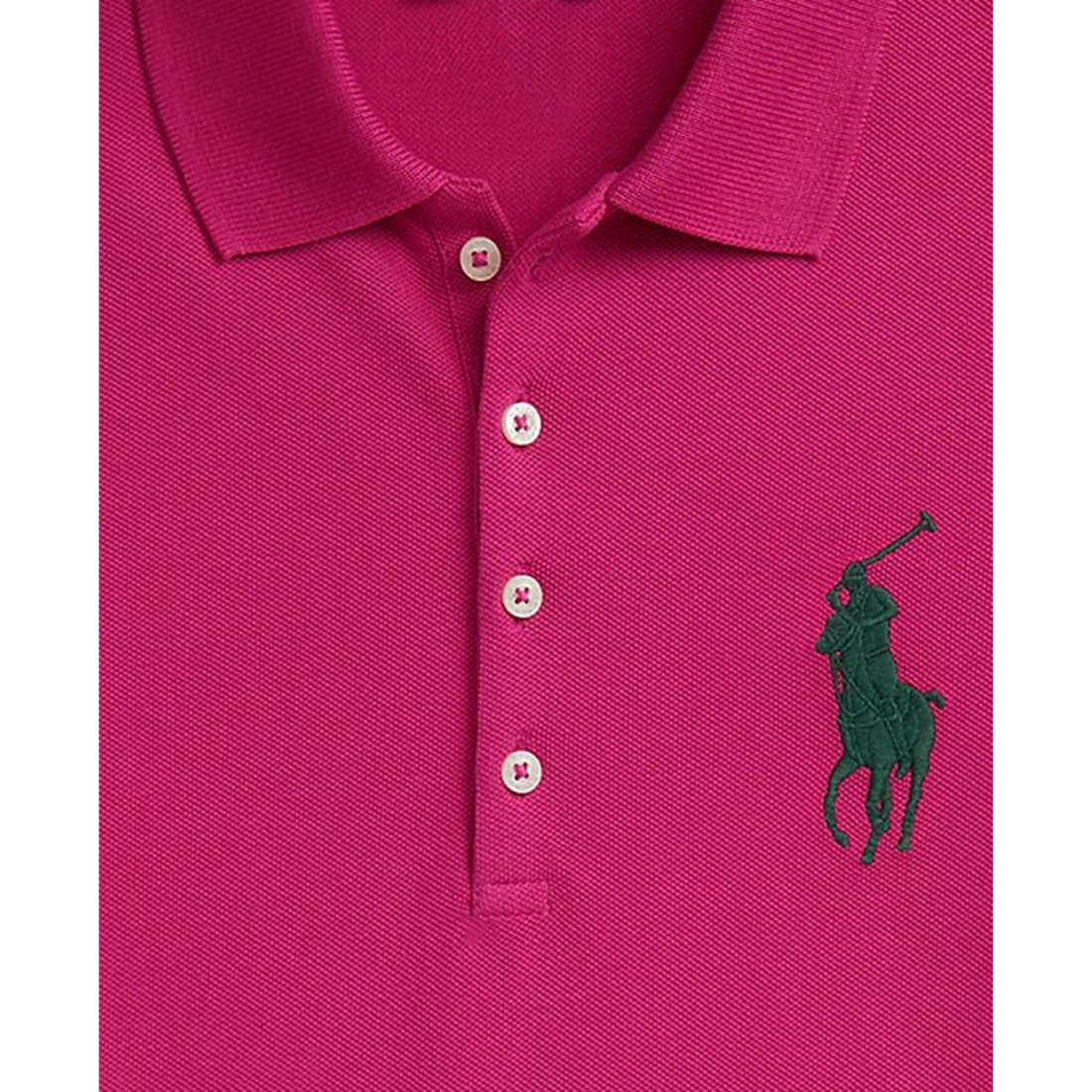 'Girls 2T-6X Big Pony Stretch Mesh Polo Shirt'