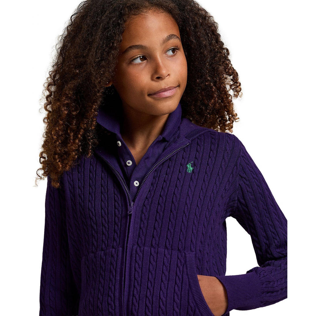 'Girls 7-16 Mini-Cable Full-Zip Hoodie'