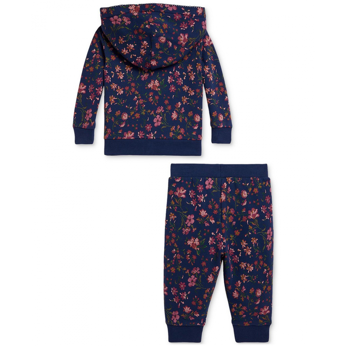 'Baby Girls Floral Fleece Hoodie & Pant Set'