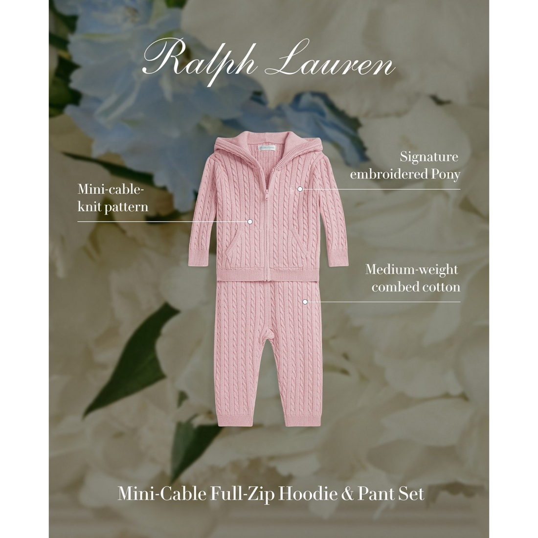 'Baby Girls 2-Pc. Mini Cable-Knit Hoodie & Pant Set'