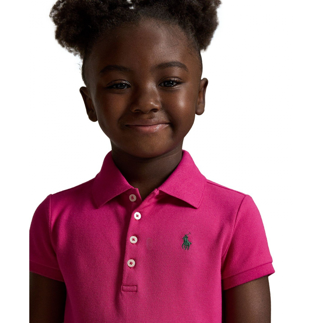 'Girls 2T-6X Pleated Stretch Mesh Polo Dress'