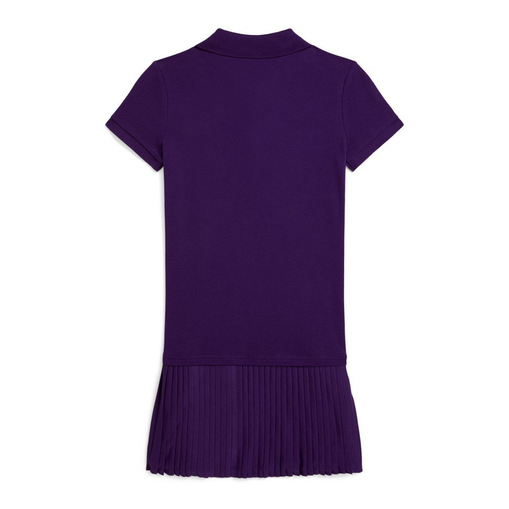 'Girls 7-16 Pleated Stretch Mesh Polo Dress'