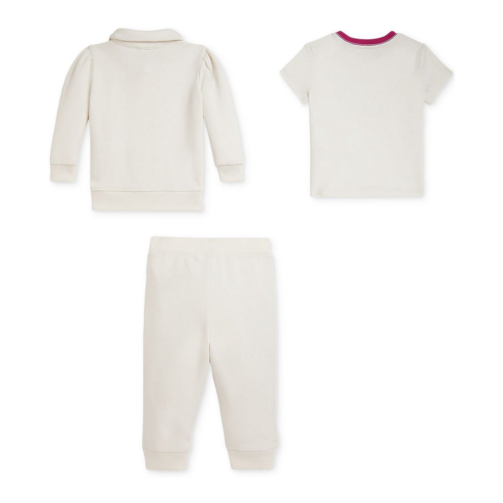 'Baby Girls Fleece Jacket, Pants & Cotton Tee Set'