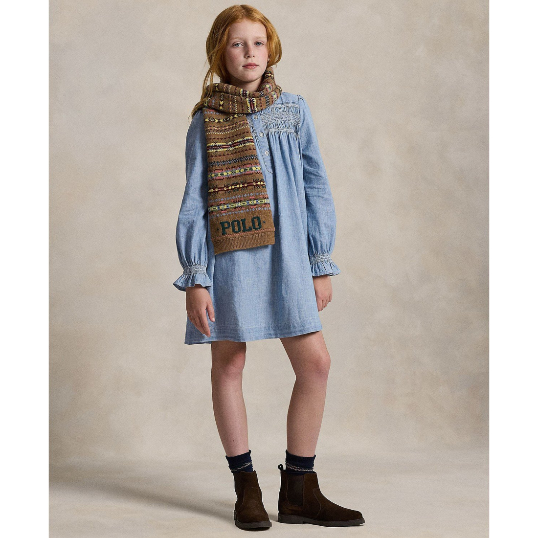 'Girls' 7-16 Smocked Ruffle Trim Dress'