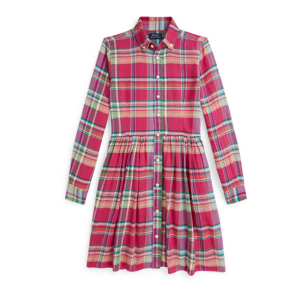 'Girls' 7-16 Long Sleeve Shirred Waist Dress'