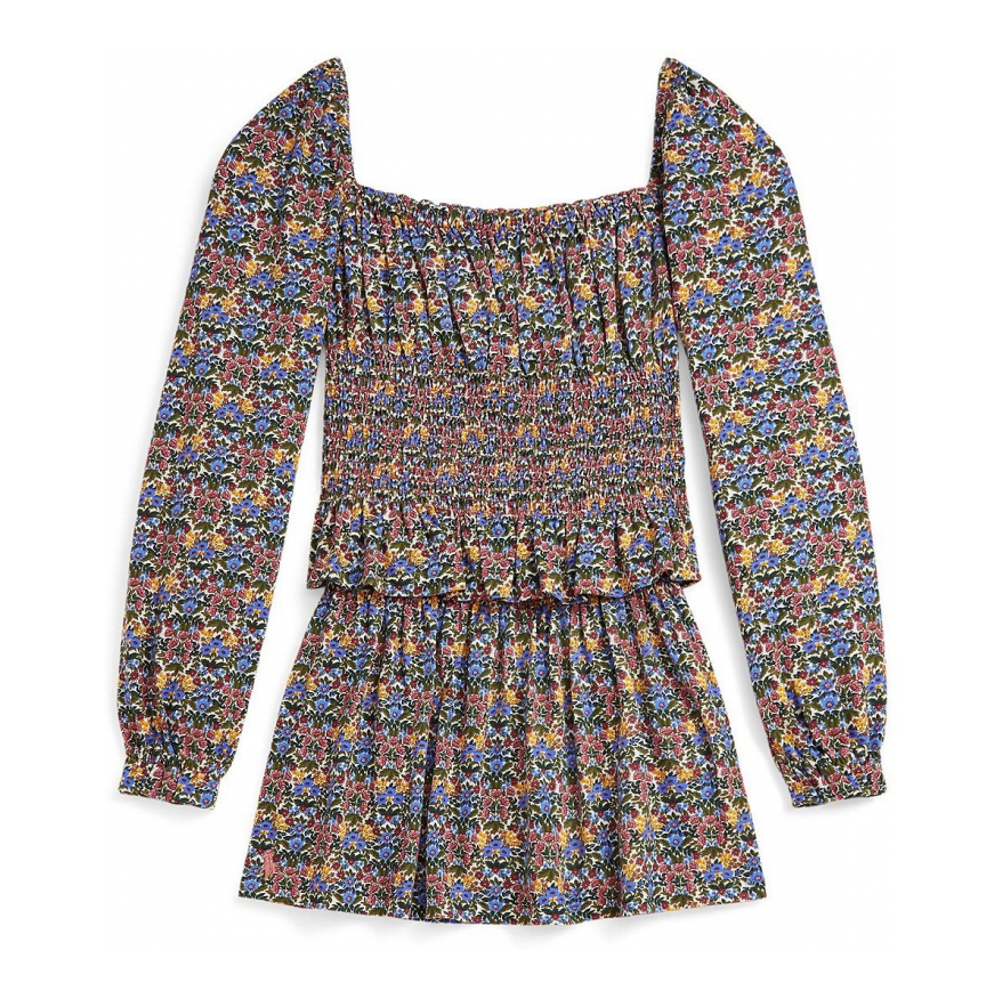 'Girls' 7-16 Floral Smocked Top and Skirt, 2-Piece Set'
