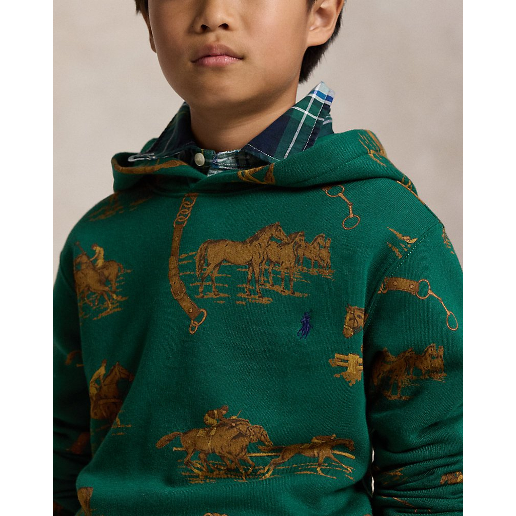'Equestrian-Print Fleece Hoodie' pour Garçons