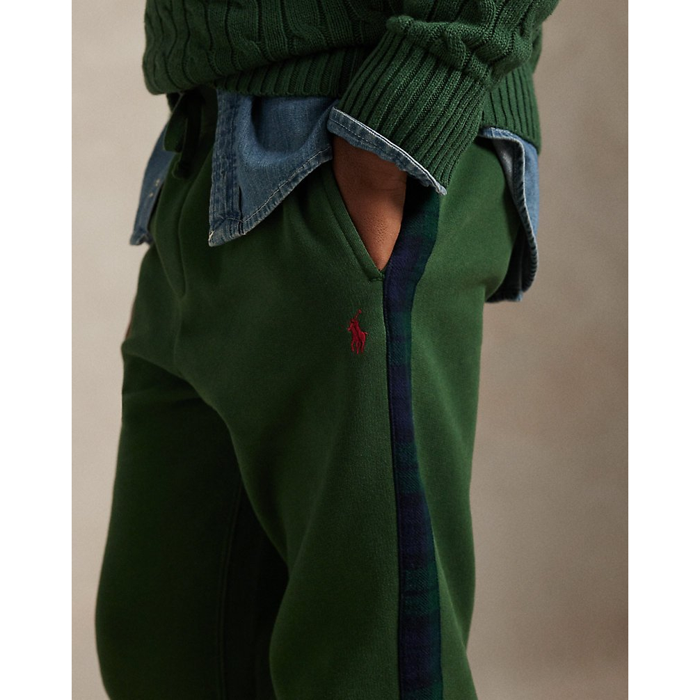 'Plaid-Trim Fleece Jogger Pant' pour Garçons