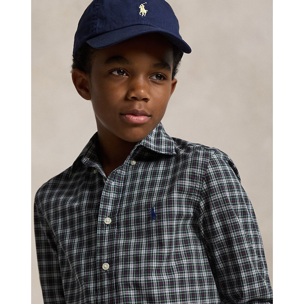 'Plaid Cotton Poplin Shirt' pour Garçons