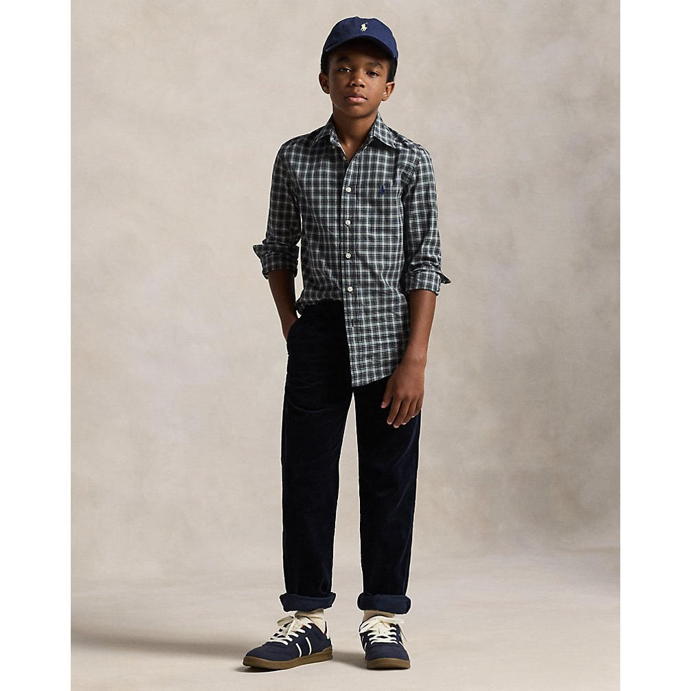 'Plaid Cotton Poplin Shirt' pour Garçons