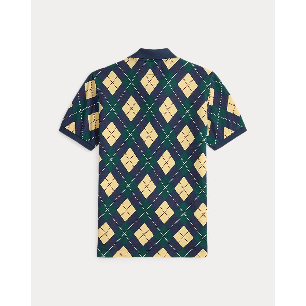 'Argyle-Print Cotton Mesh Polo Shirt' pour Garçons