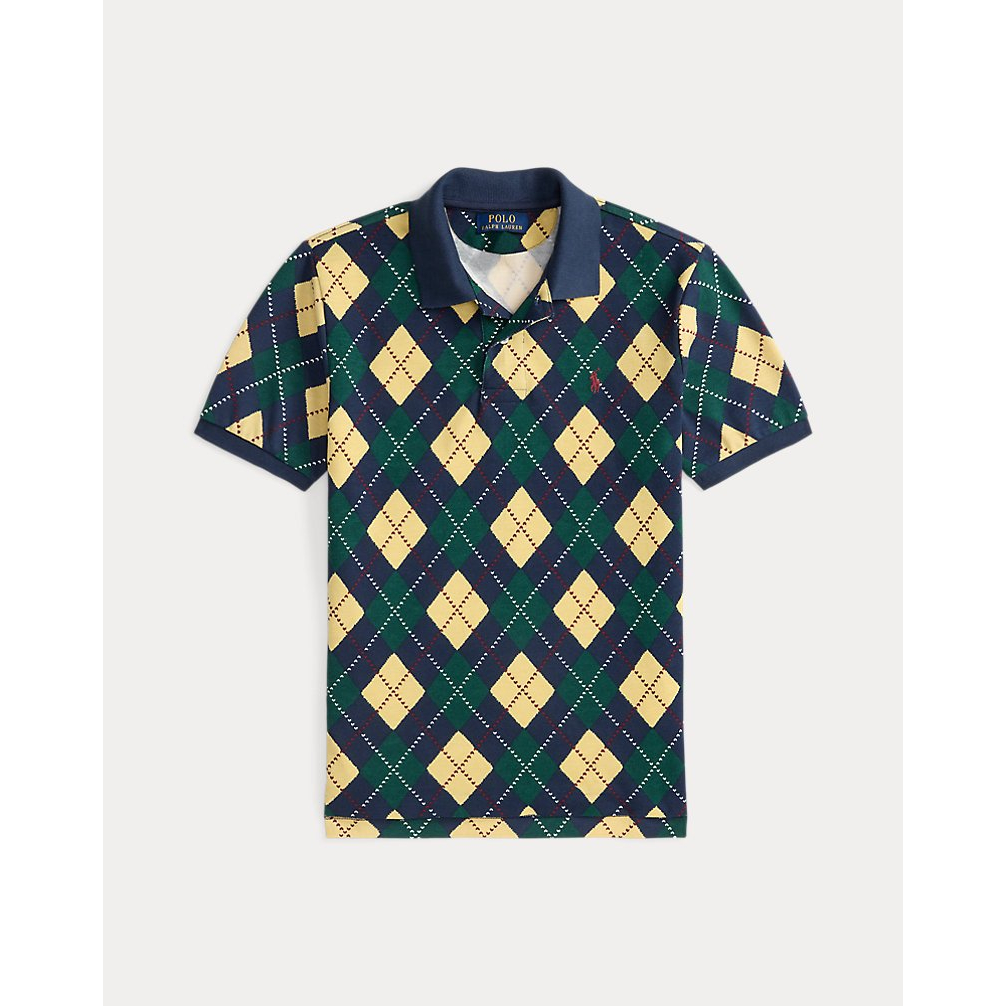 'Argyle-Print Cotton Mesh Polo Shirt' pour Garçons