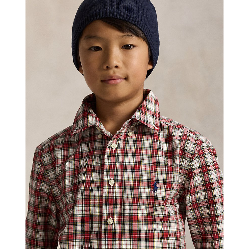 'Plaid Cotton Poplin Shirt' pour Garçons