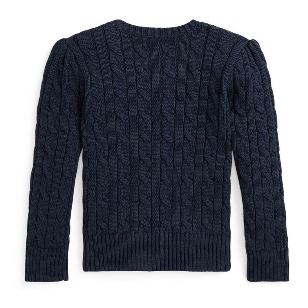 'Girls' 2T-6X Crewneck Cable Knit Sweater'