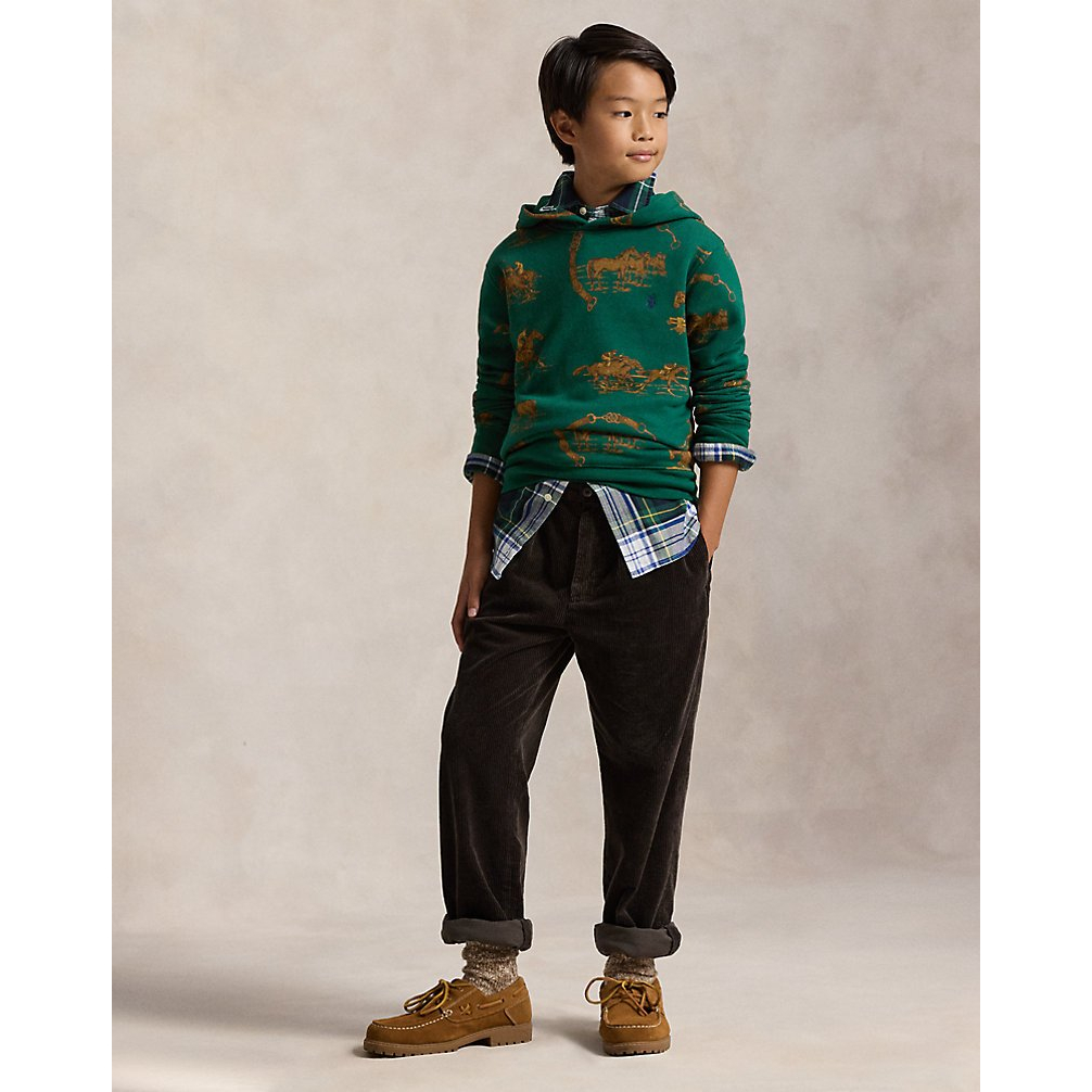 'Equestrian-Print Fleece Hoodie' pour Garçons