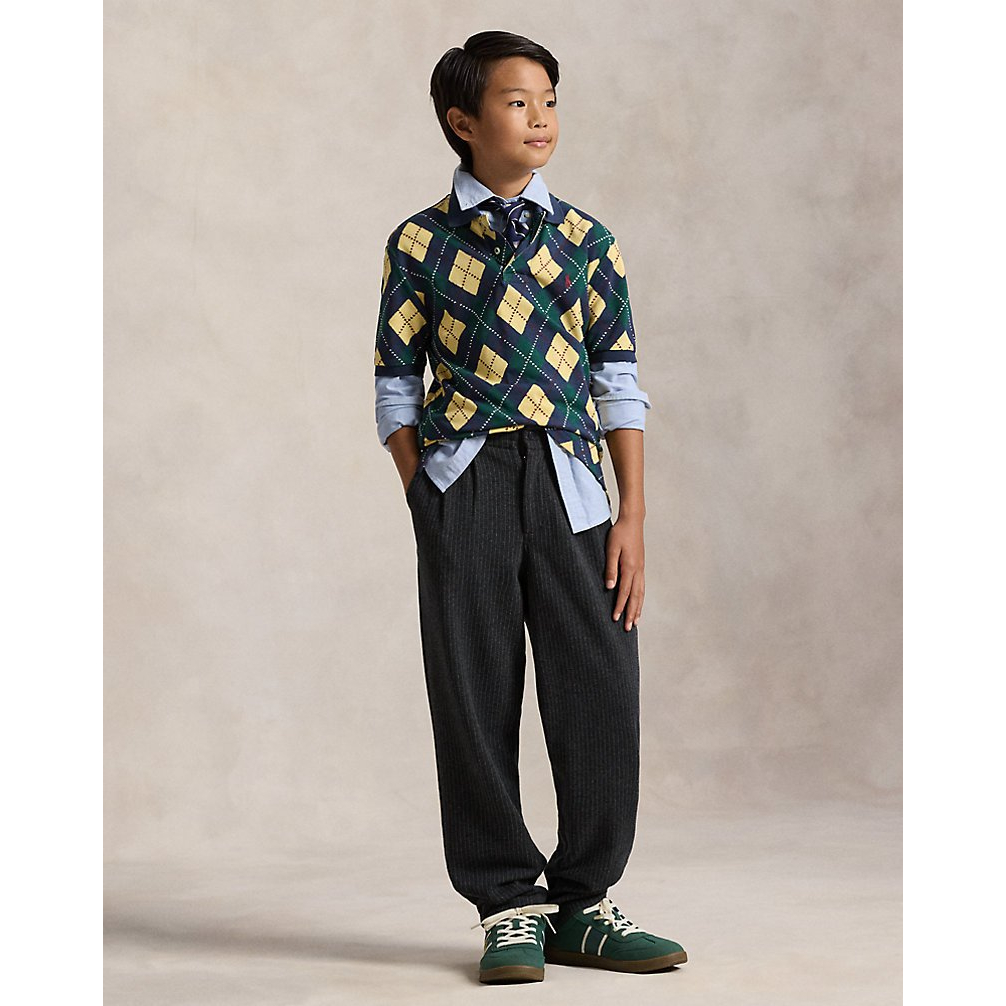 'Argyle-Print Cotton Mesh Polo Shirt' pour Garçons