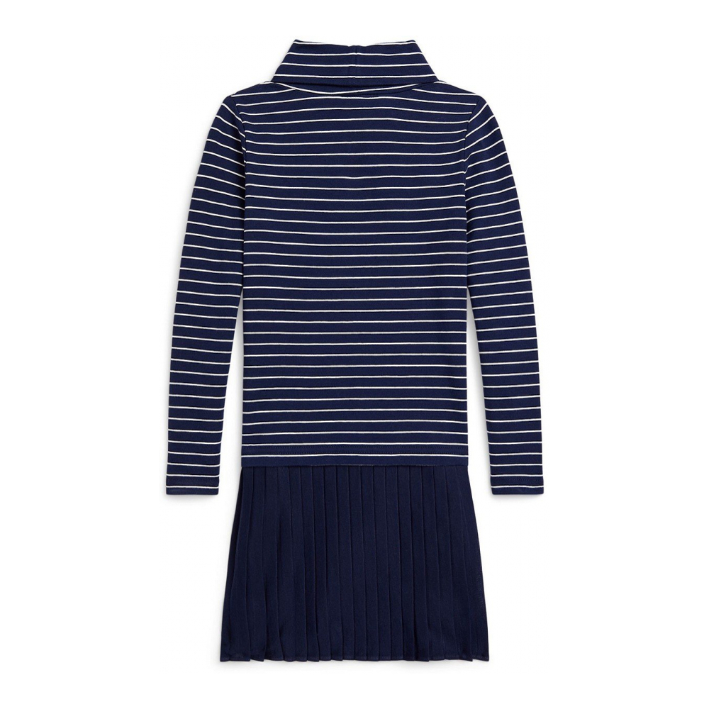 'Girls' 2T-6X Striped Stretch Turtleneck Dress'
