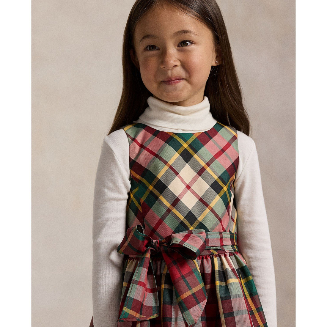 'Girls' 2T-6X Plaid Taffeta Sleeveless Dress'