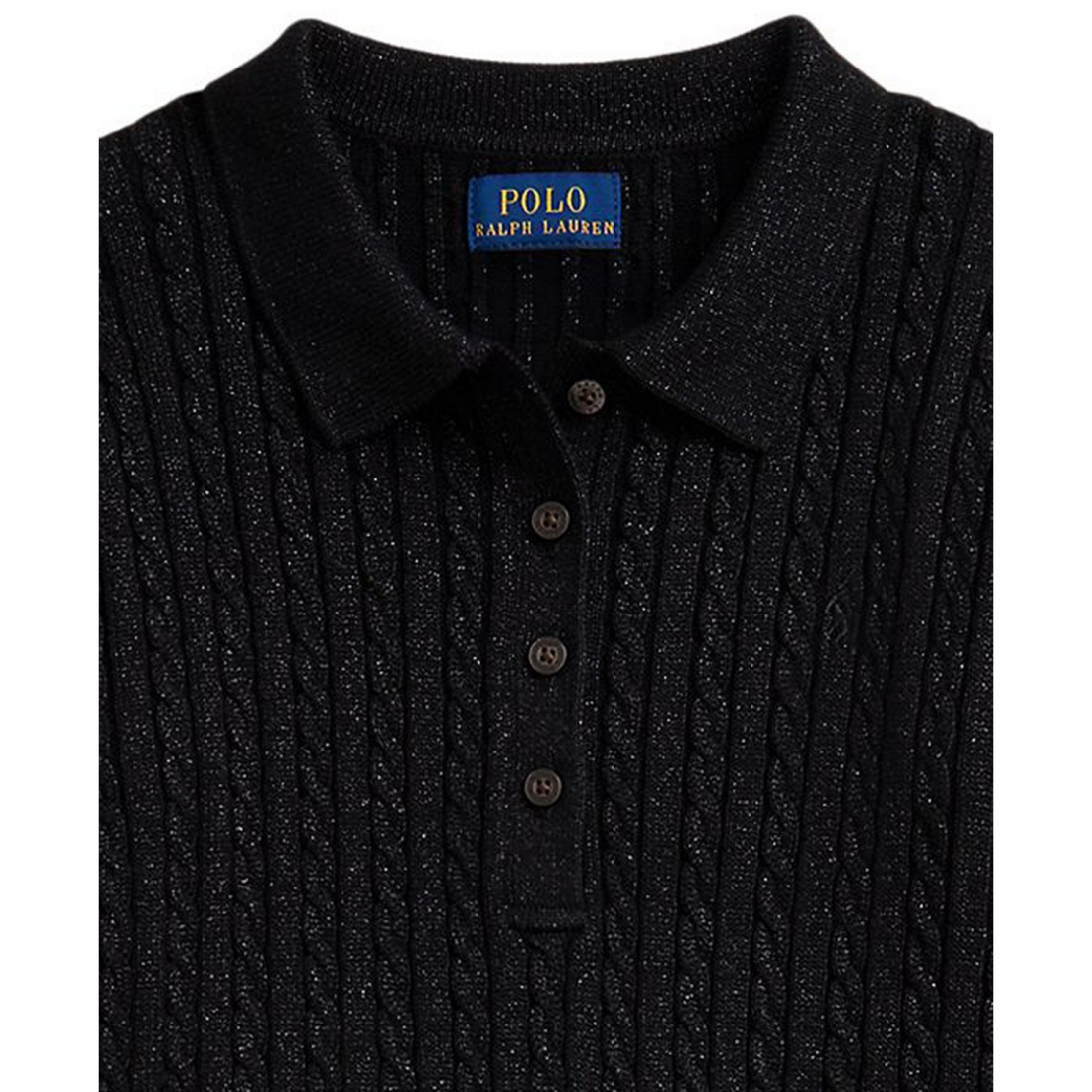 'Girls' 7-16 Metallic Mini-Cable Polo Sweater Dress'