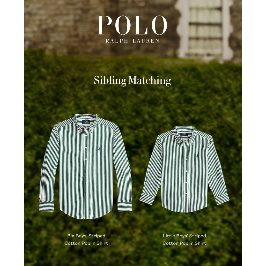 'Striped Cotton Poplin Shirt' pour Garçons