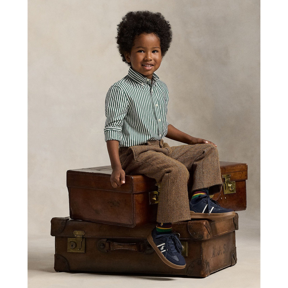 'Striped Cotton Poplin Shirt' pour Garçons