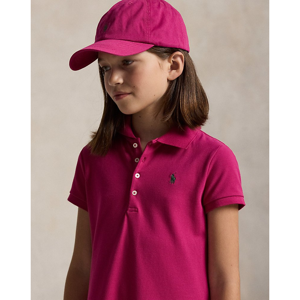 'Pleated Stretch Mesh Polo Dress' pour Filles