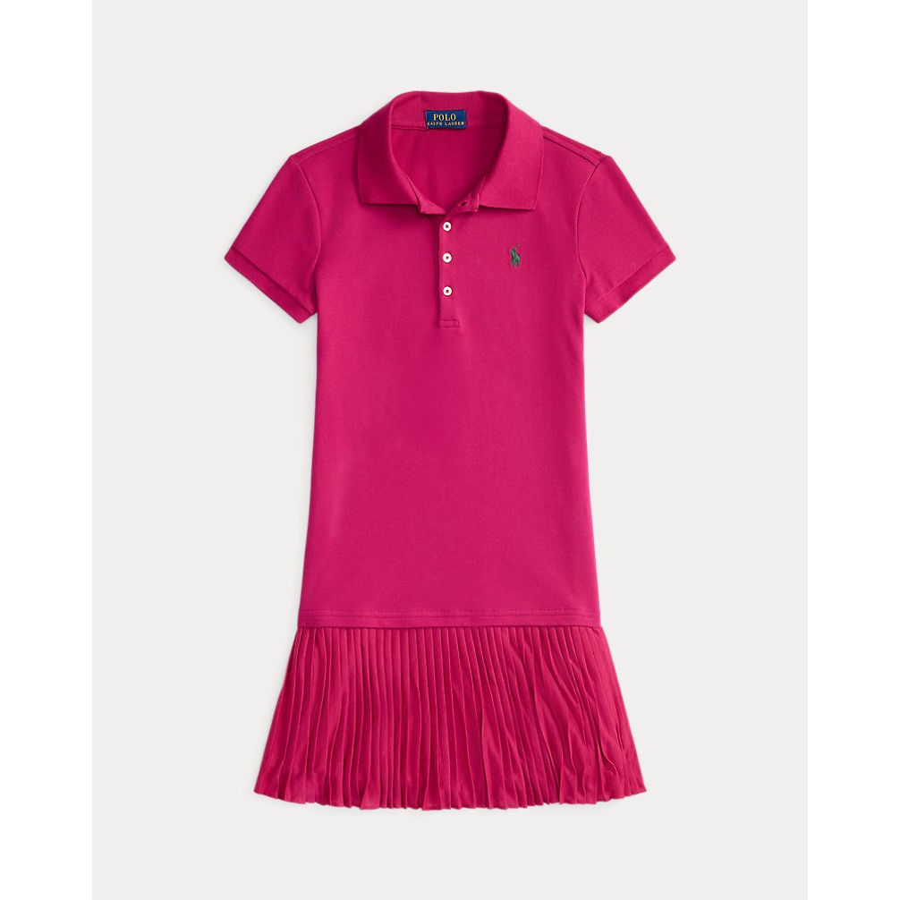 'Pleated Stretch Mesh Polo Dress' pour Filles