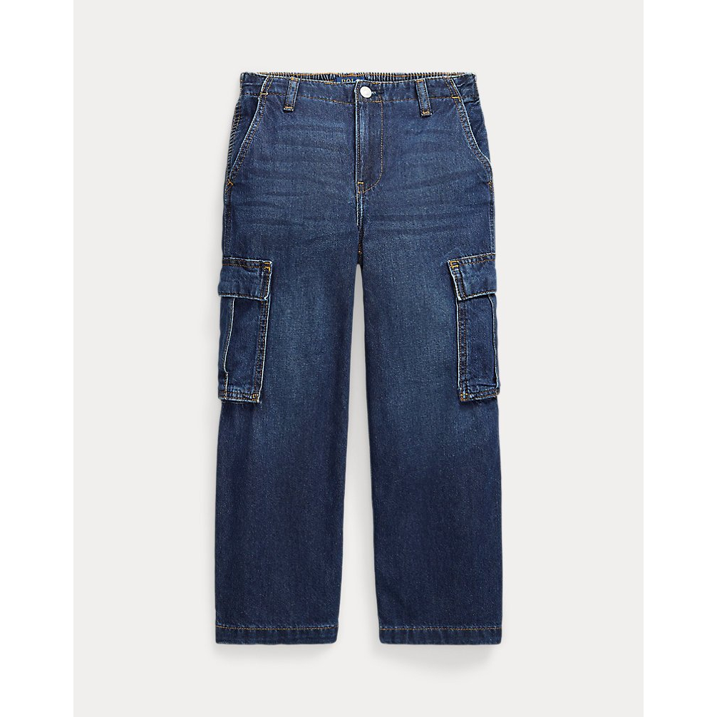 'Wide-Leg Indigo Cargo Jean' pour Filles