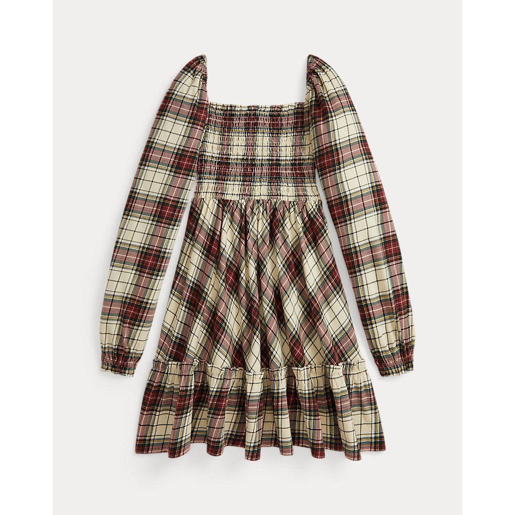 'Plaid Ruffled Cotton Jersey Dress' pour Filles