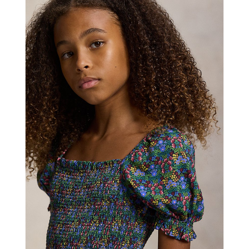 'Floral Smocked Cotton Jersey Dress' pour Filles